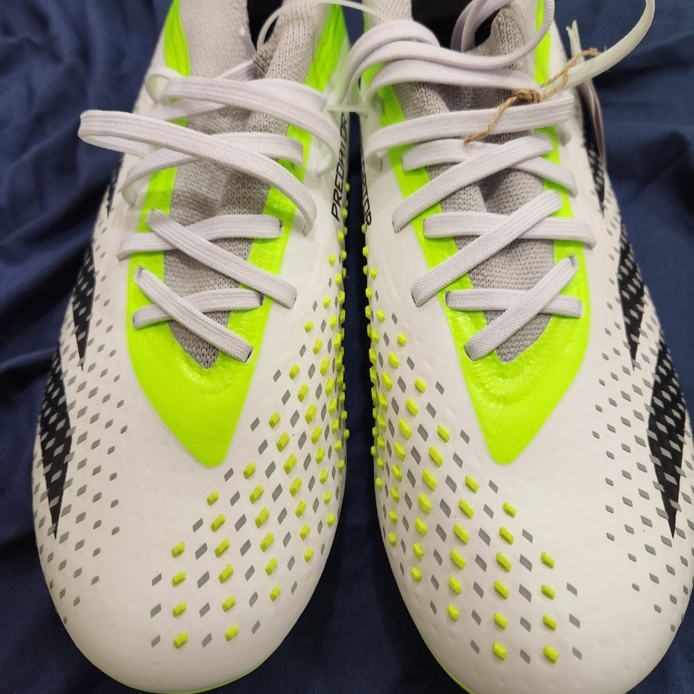 White and Neon Green Soccer Cleats - Picture 3 of 5